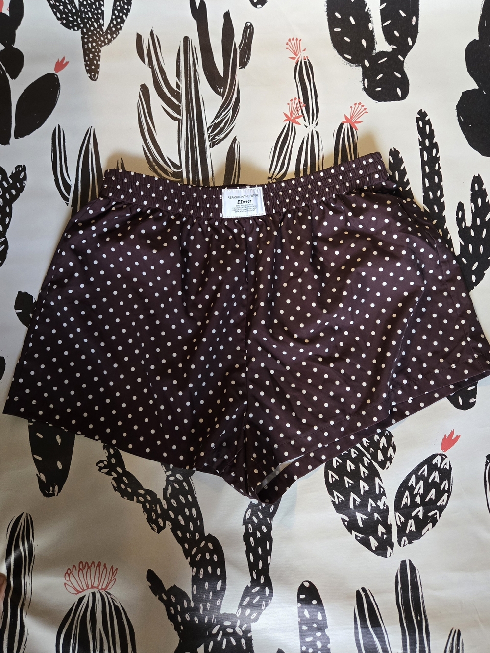SHEIN EZwear Brown Polka Dot Lounge Boxer Shorts